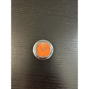 Sport Watch Orange Slap On Round Face Modern Plus Black Chain Untested AS IS